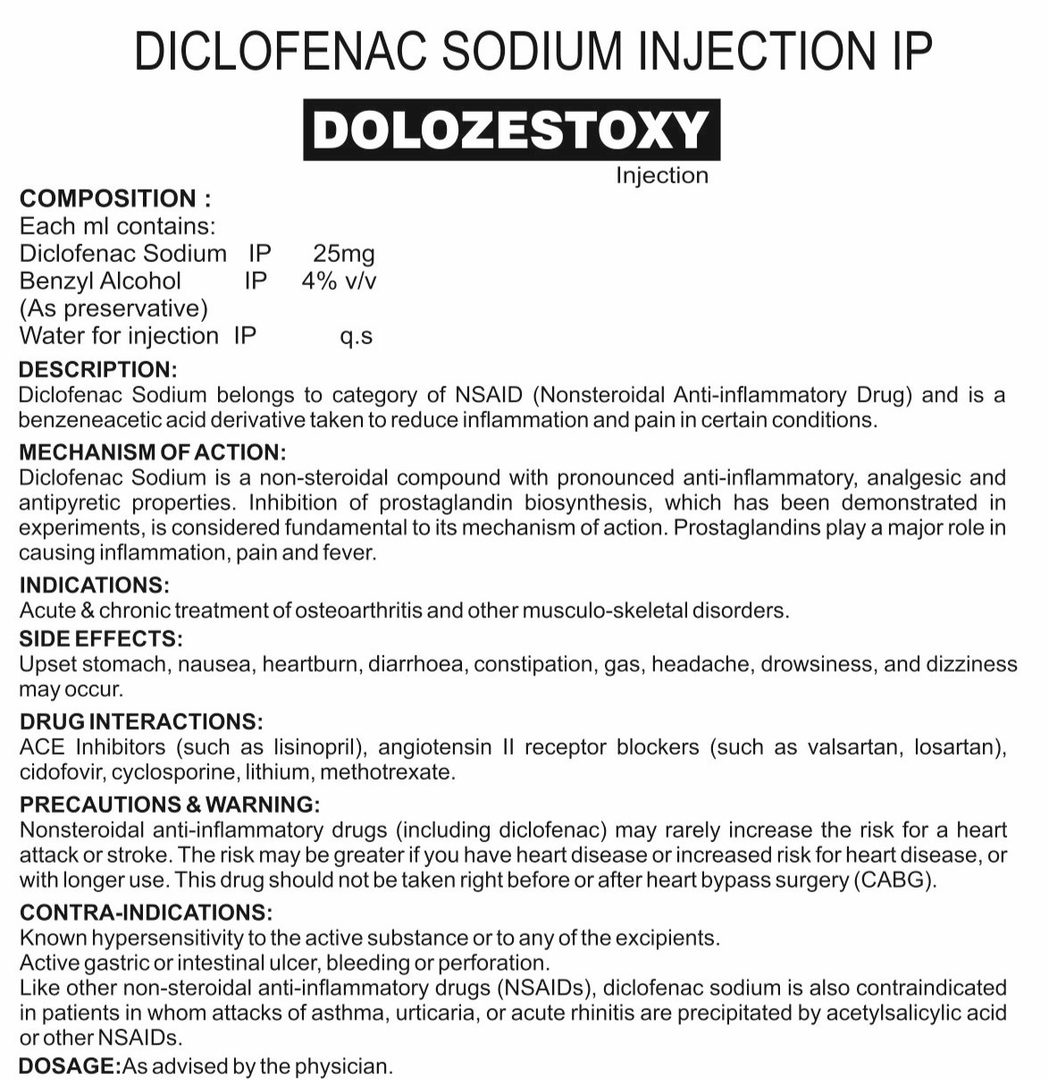 DOLOZESTOXY INJECTION